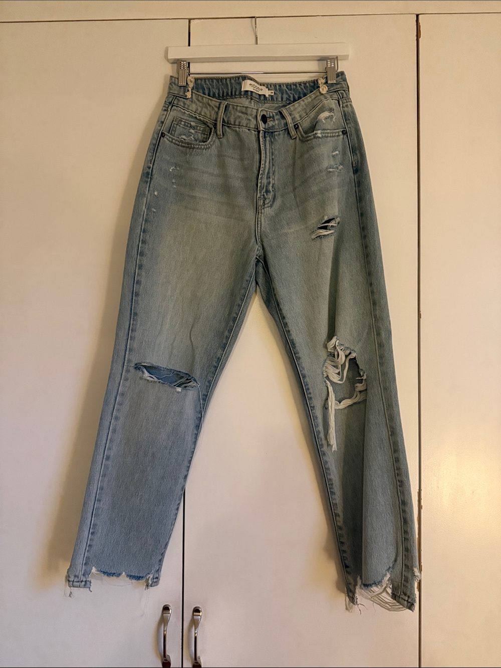 Hidden Jeans Light Wash Distressed Boyfriend Jeans